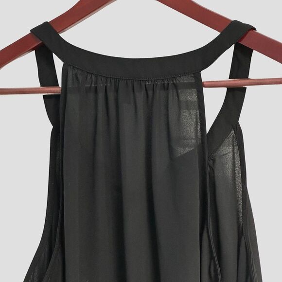 Torrid Womens Tank Size L Black Button Up Tie Keyhole Sheer Neutral Capsule - Picture 5 of 11